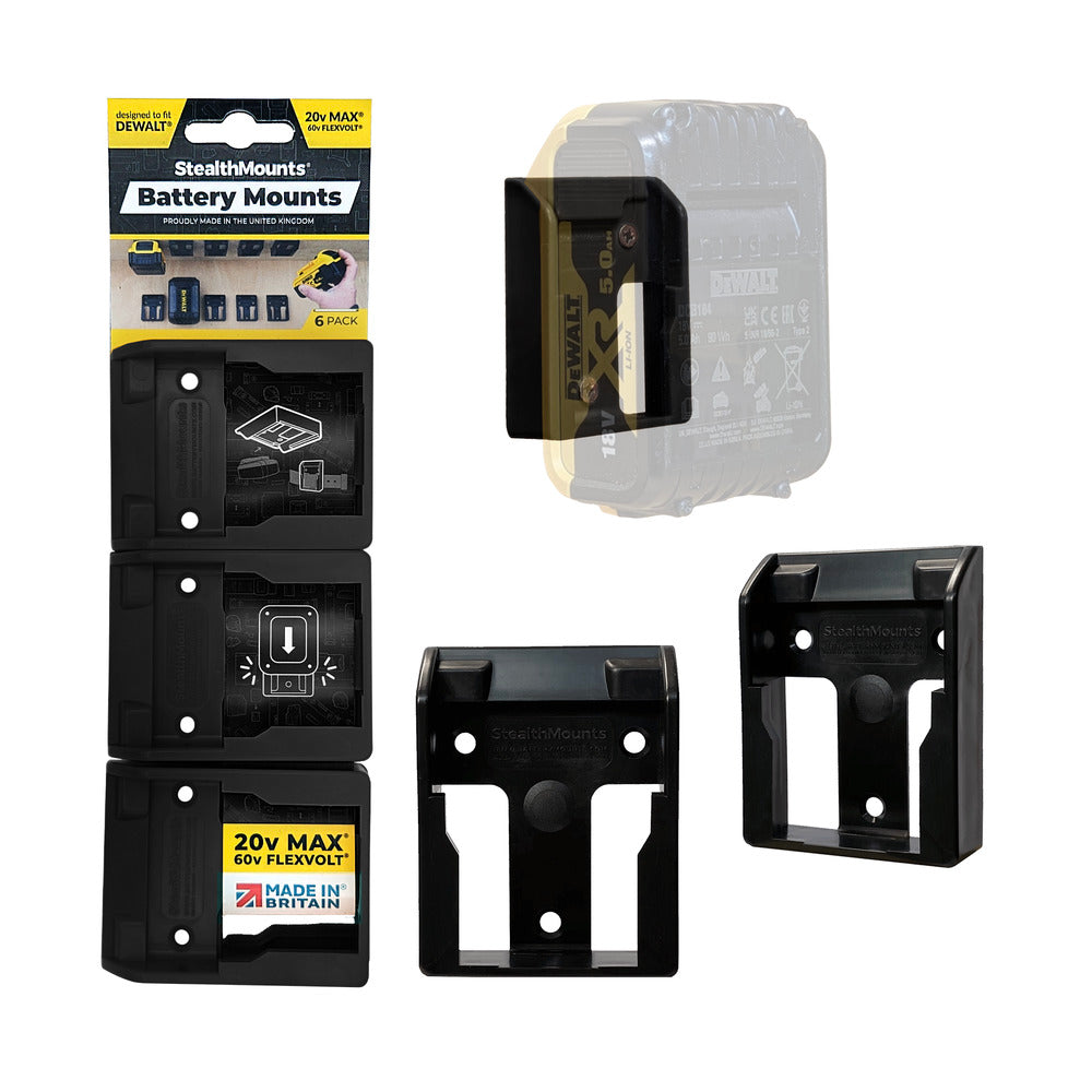 STEALTHMOUNTS_電池收納座-DeWALT得偉20V用_黑色-6入(M-DW20-BLK-6)