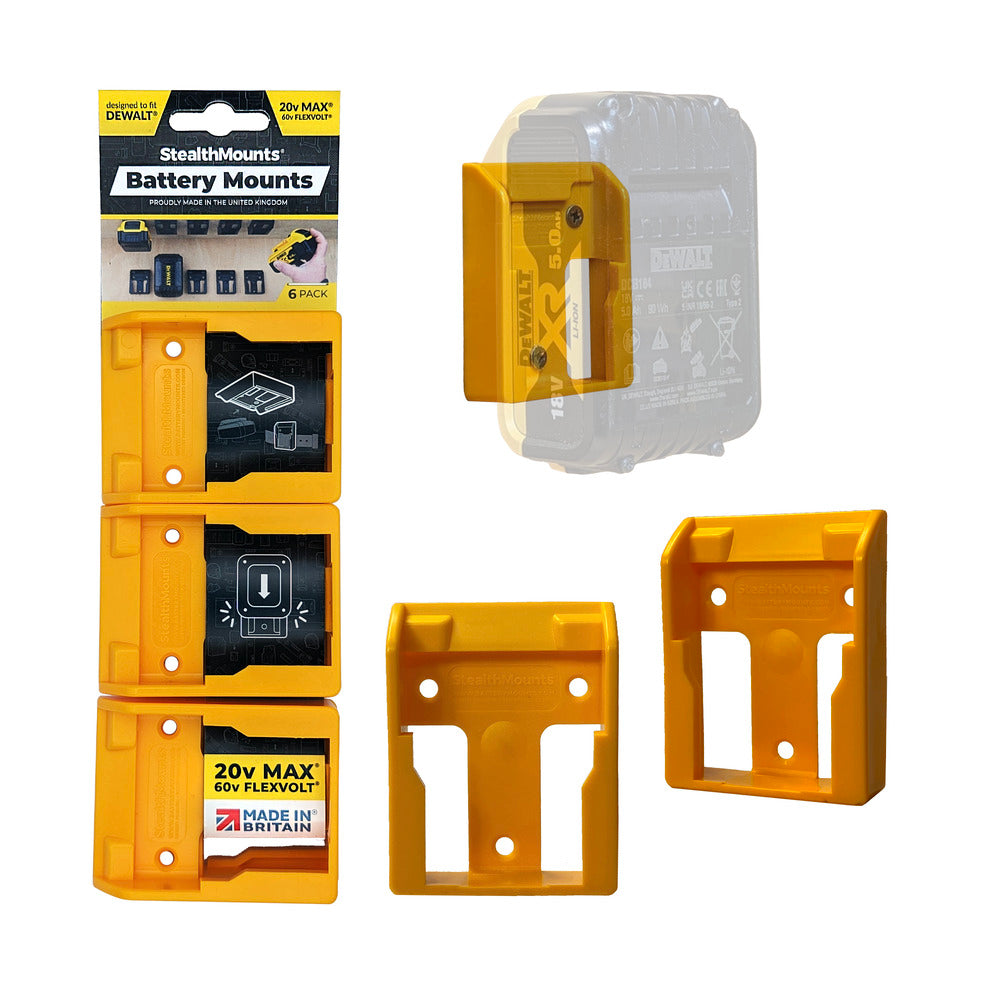 STEALTHMOUNTS_電池收納座-DeWALT得偉20V用_黃色-6入(BM-DW20-YLW-6)