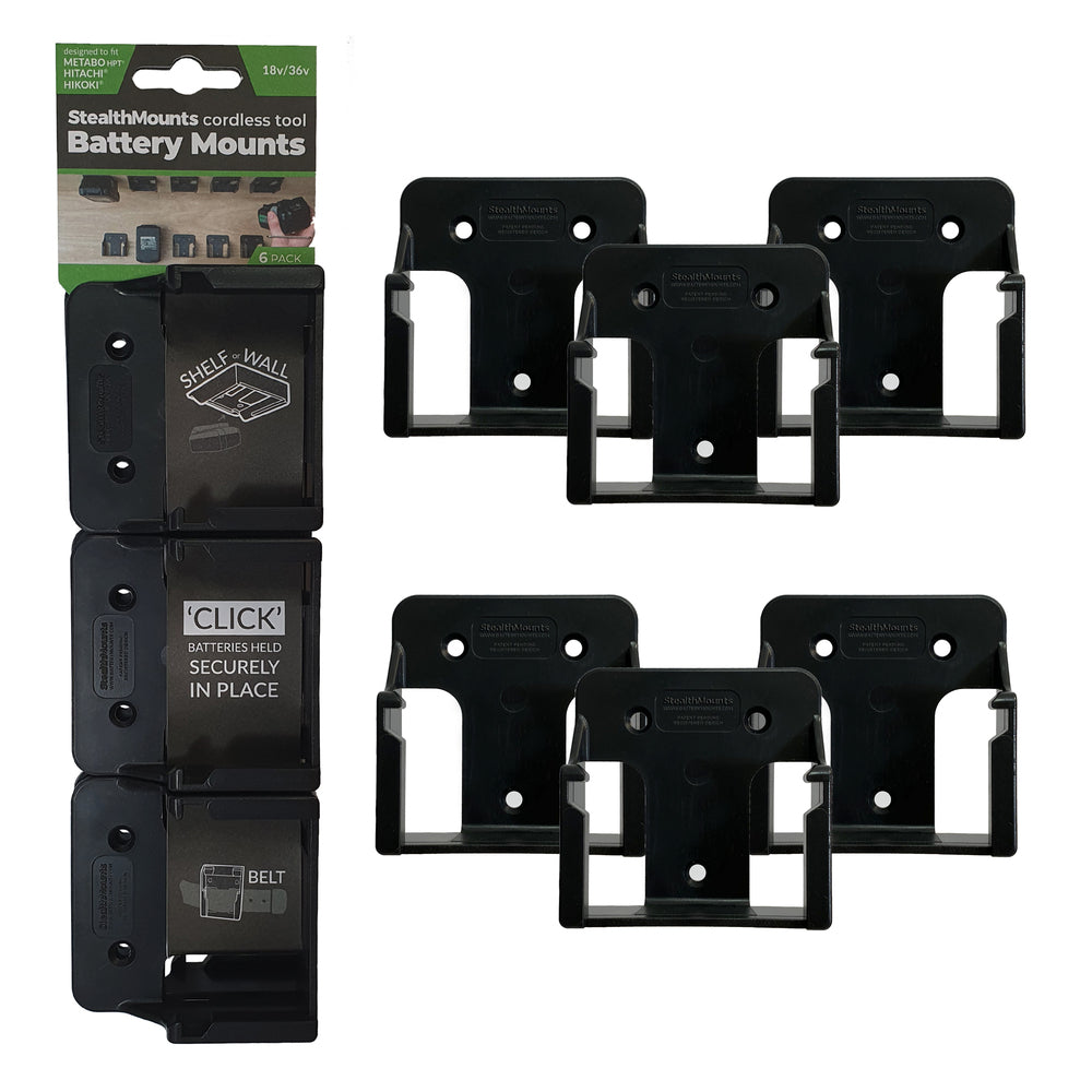 STEALTHMOUNTS_電池收納座-HIKOKI18V用_黑色-6入(BM-MHH18-BLK-6)