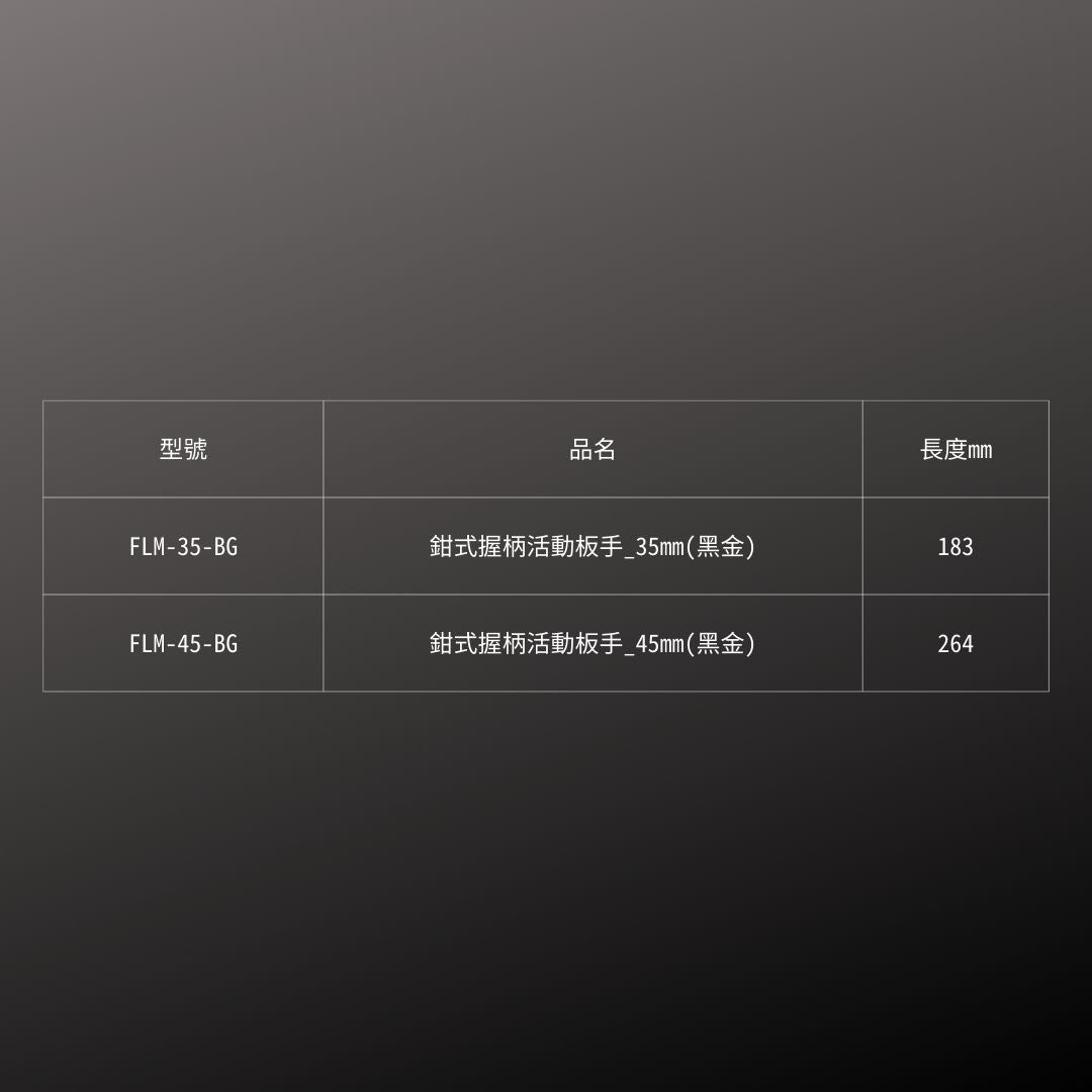 KUROKIN_鉗式握柄活動板手_45mm 黑金系列(FLM-45-BG)_規格