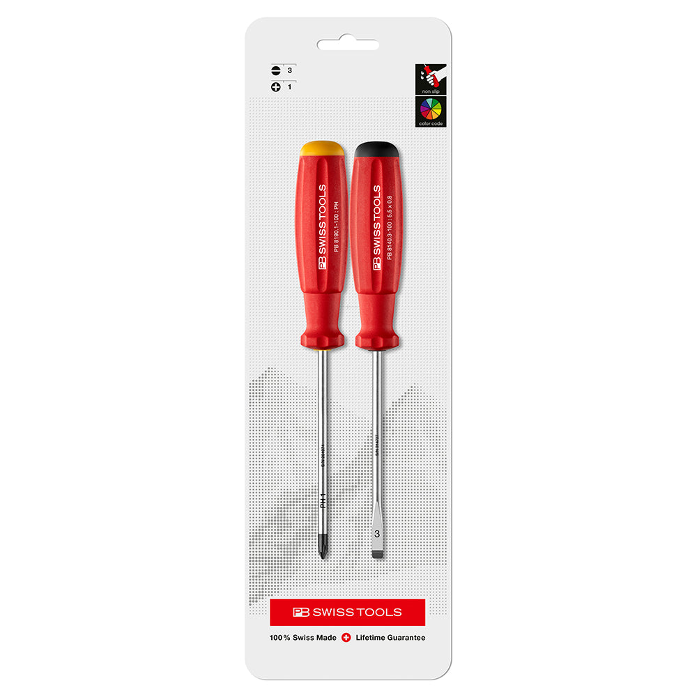 PB SWISS TOOLS_軟柄起子 十字&一字_100mm-2入組(PB_8261.CN)