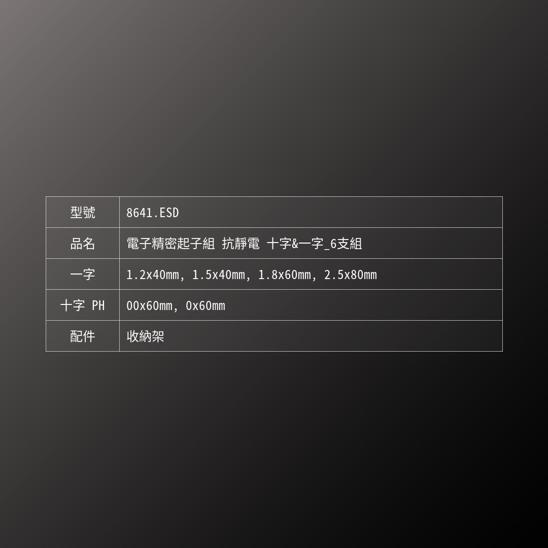 PB SWISS TOOLS_電子精密起子組 抗靜電 十字&一字_6支組(PB_8641.ESD)_規格