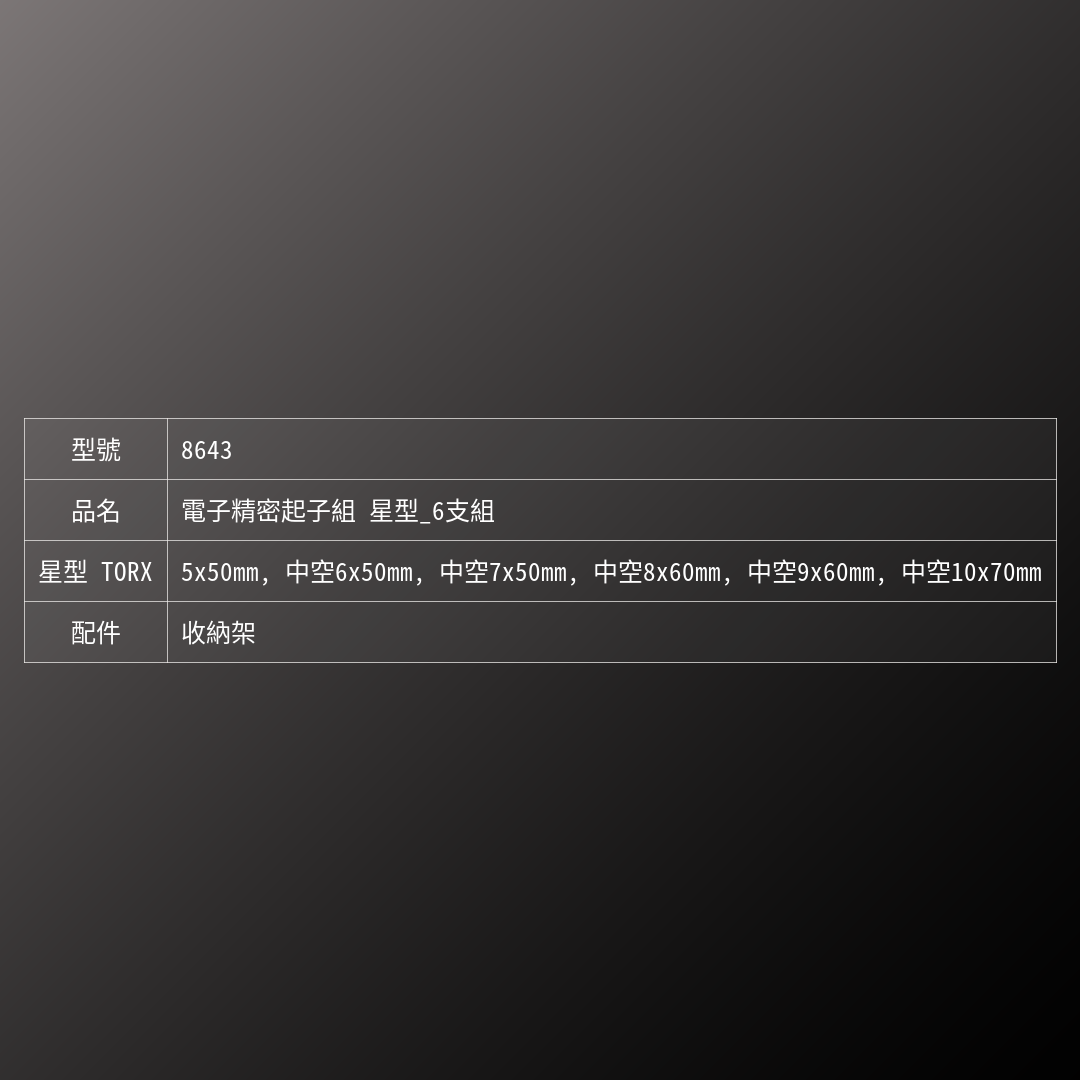 PB SWISS TOOLS_電子精密起子組 星型_6支組(PB_8643)_規格