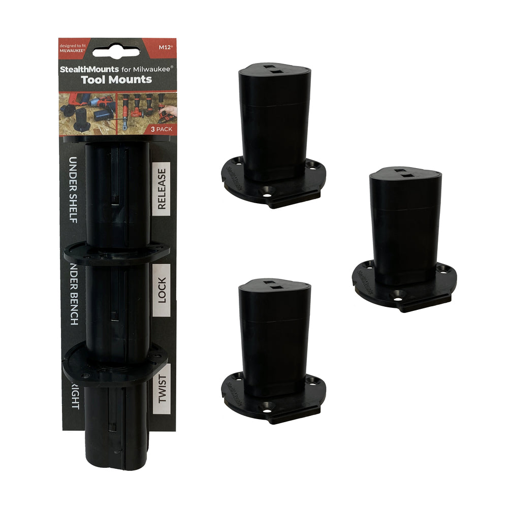 STEALTHMOUNTS_電動工具收納座-MILWAUKEE美沃奇M12用_黑色-3入(TM-MW12-BLK-3)