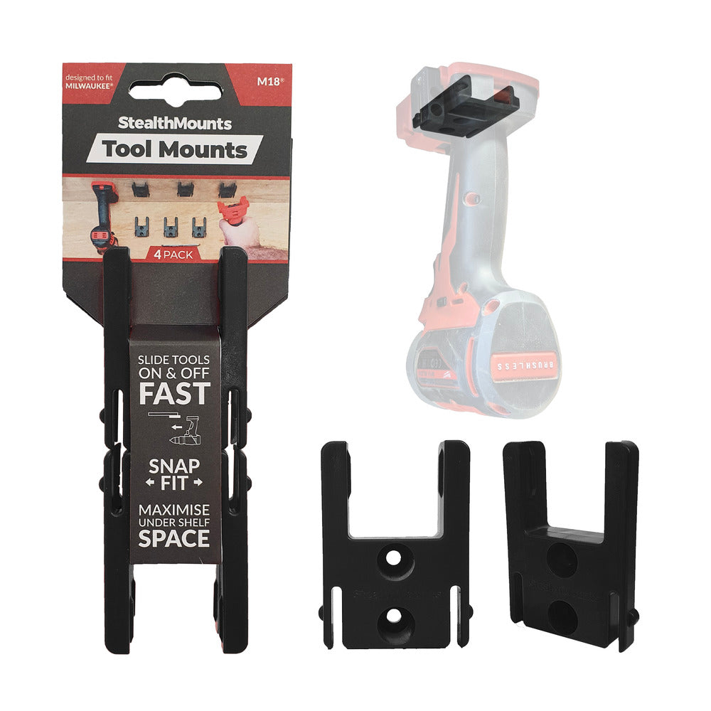STEALTHMOUNTS_電動工具收納座-MILWAUKEE美沃奇M18用_黑色-4入(TM-MW18-BLK-4)
