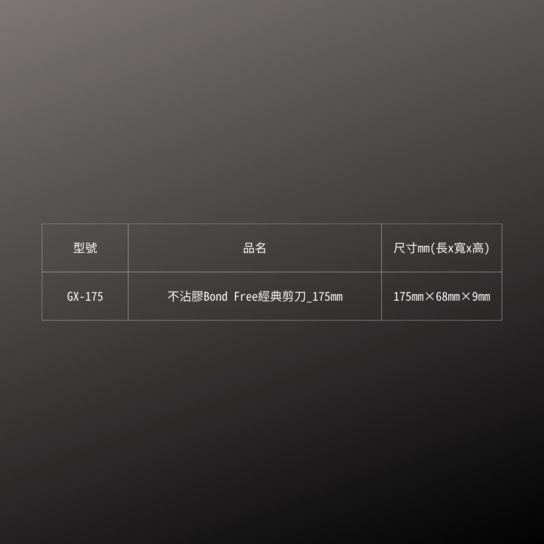 CANARY_不沾膠Bond Free經典剪刀_175mm(GX-175)_規格