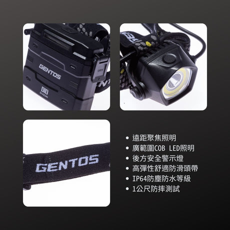 GENTOS_DIO遠距+廣範圍頭燈 IP64_700流明-USB充電(DI-H234H)_特色