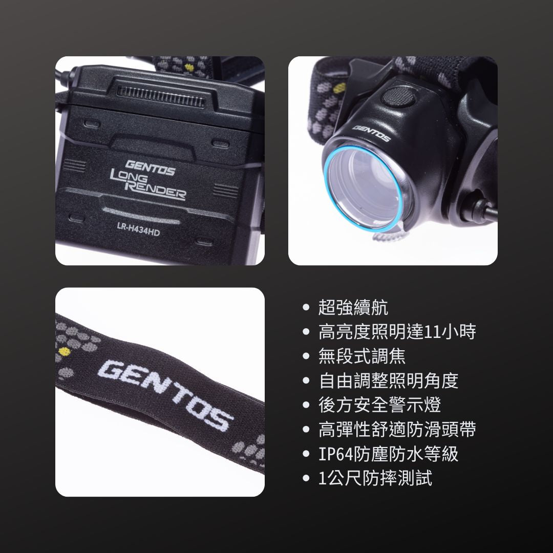 GENTOS_長時間照明頭燈 IP64_350流明(LR-H434HD)_特色