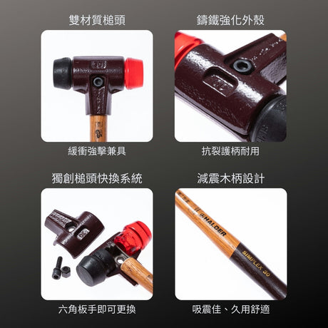 HALDER_Simplex 軟面槌-鑄鐵外殼_30mm(3026.030)_特色
