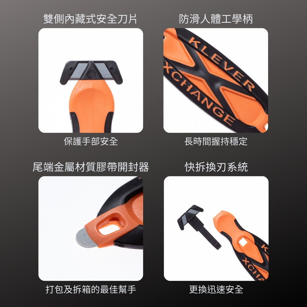 KLEVER_安全開箱刀-防滑柄 快拆換刃