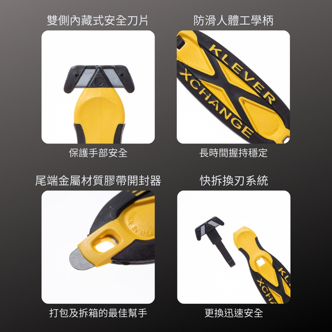 KLEVER_安全開箱刀-防滑柄 快拆換刃