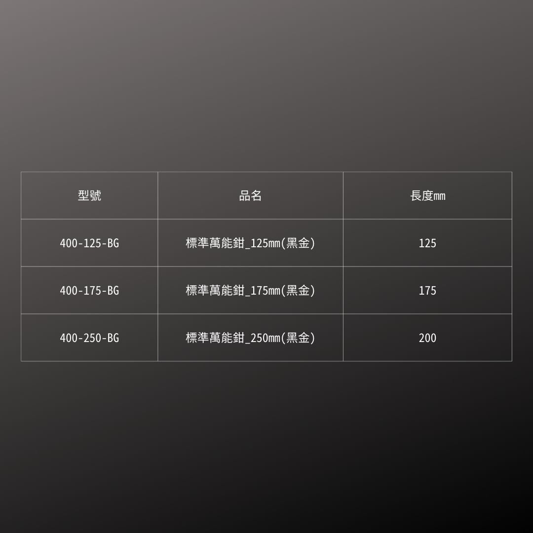KUROKIN_標準萬能鉗_125mm (400-125-BG)_規格