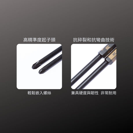 KUROKIN_單頭起子頭-十字PH1x65mm_2入 黑金系列(5102D-65-BG)_特色