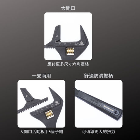 KUROKIN_管鉗兩用活動板手 黑金系列(FLP-38-BG)_特色