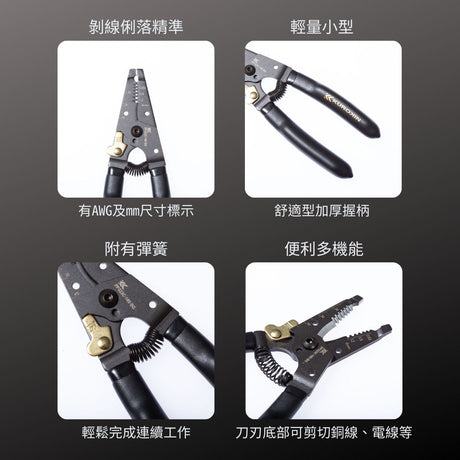 KUROKIN_剝線鉗_C型 黑金系列(PP323C-165-BG)_特色