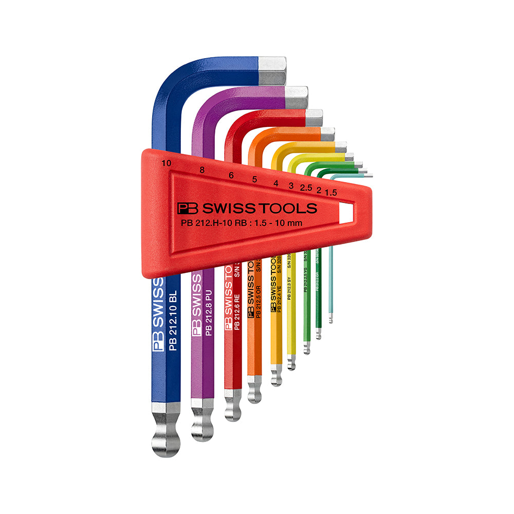 PB SWISS TOOLS_超短球型六角板手組-彩虹系列_9支組