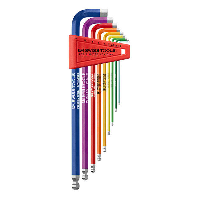 PB SWISS TOOLS_加長球型六角板手組CN-彩虹系列_9支組 (PB_212.LH-10 RB CN)