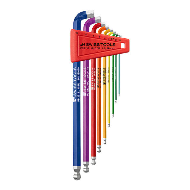 PB SWISS TOOLS_加長球型30度角六角板手組CN-彩虹系列_9支組 (PB_2212.LH-10 RB CN)