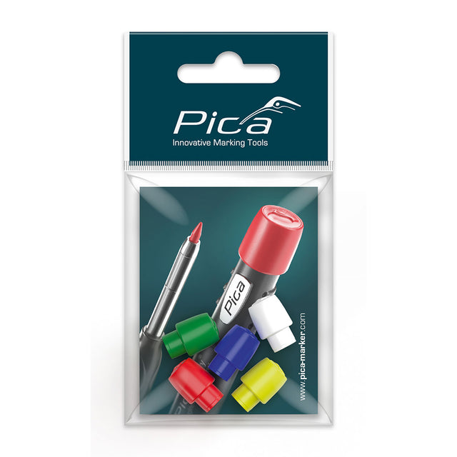 PICA_3030細長工程筆 筆蓋 _紅藍白綠黃(5入組)_55801_1
