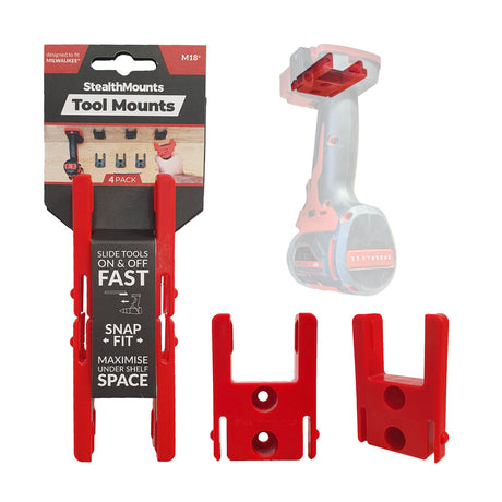 STEALTHMOUNTS_電動工具收納座-MILWAUKEE美沃奇M18用_紅色-4入(TM-MW18-RED-4)